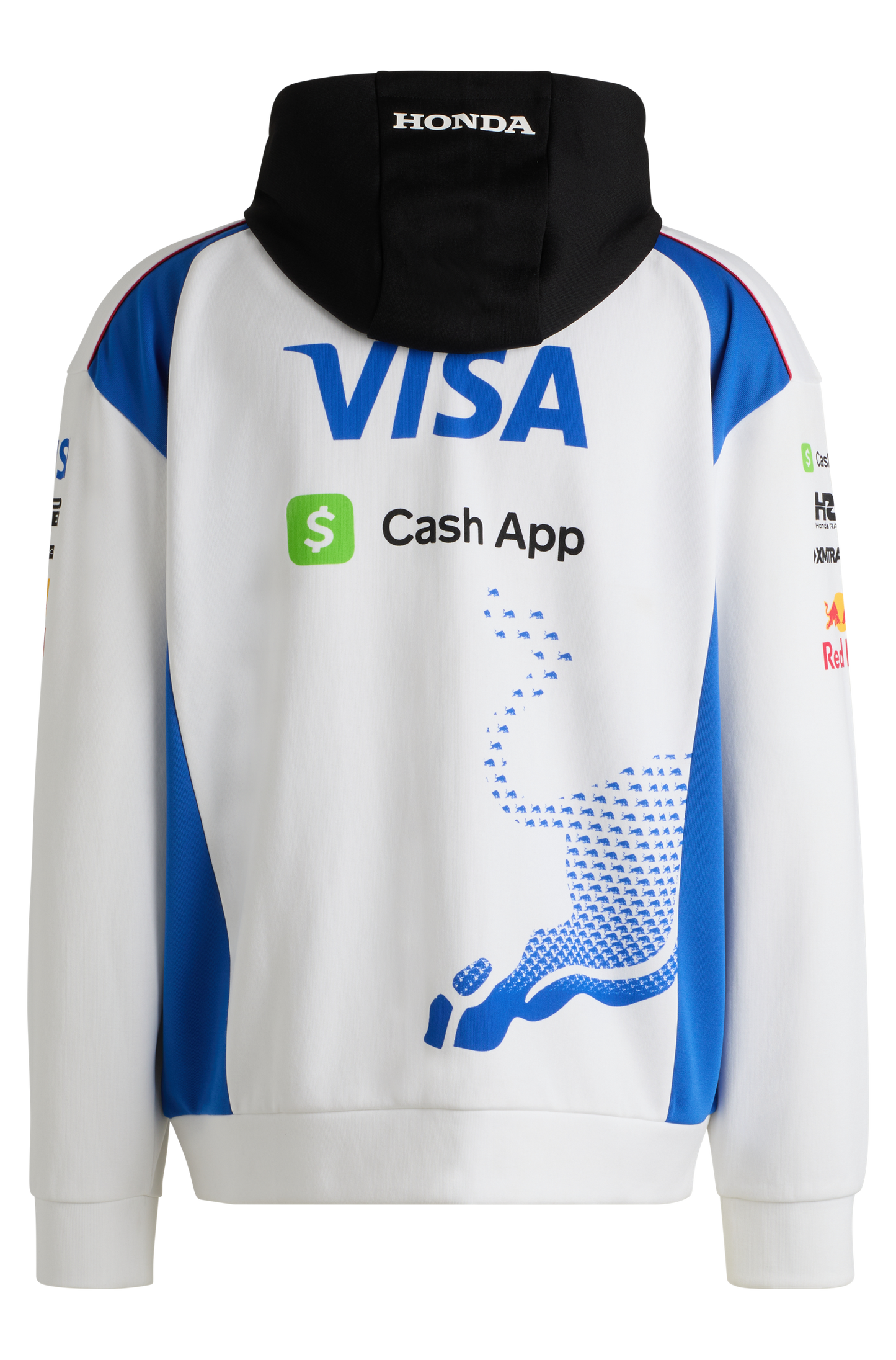 Felpa bianca con zip intera da uomo replica del team RB F1 Hugo Boss di Visa Cash App