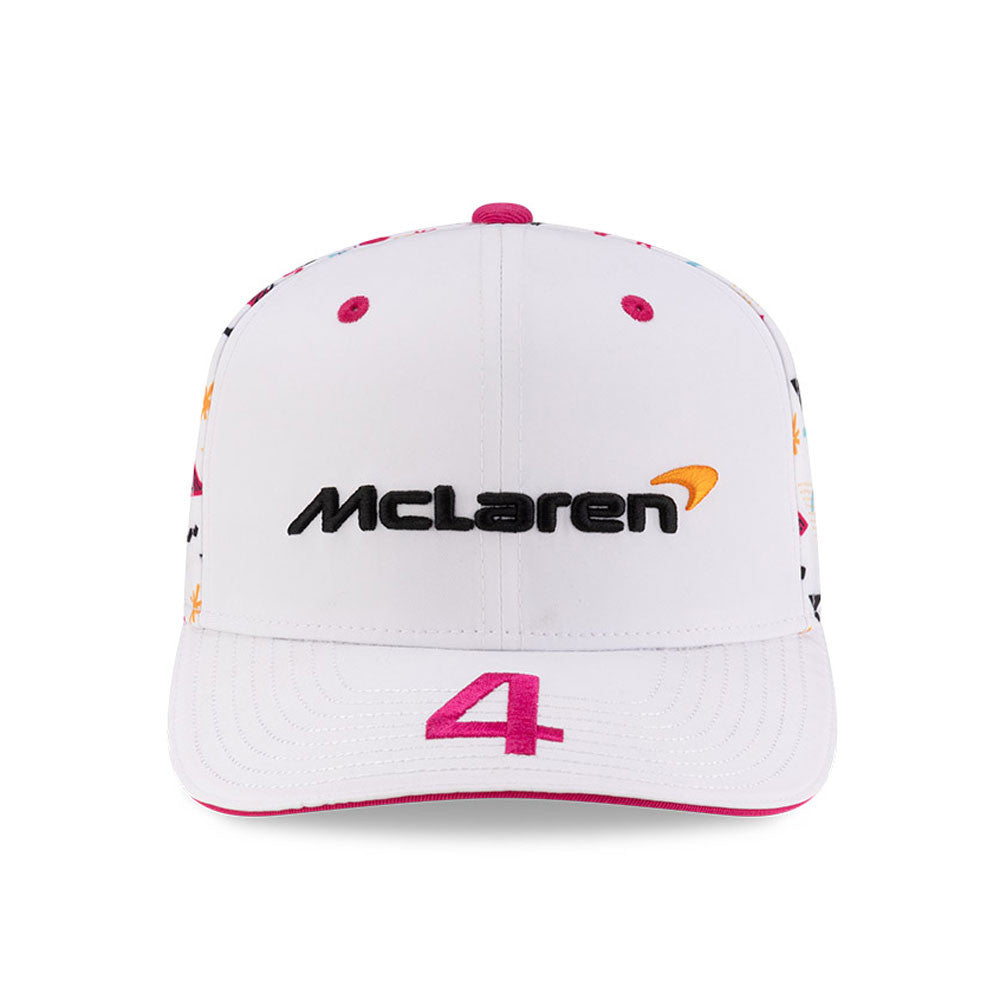 Cappellino unisex New Era McLaren F1 Team Lando Norris Miami 9Seventy Stretch Snap, colore bianco, 2025