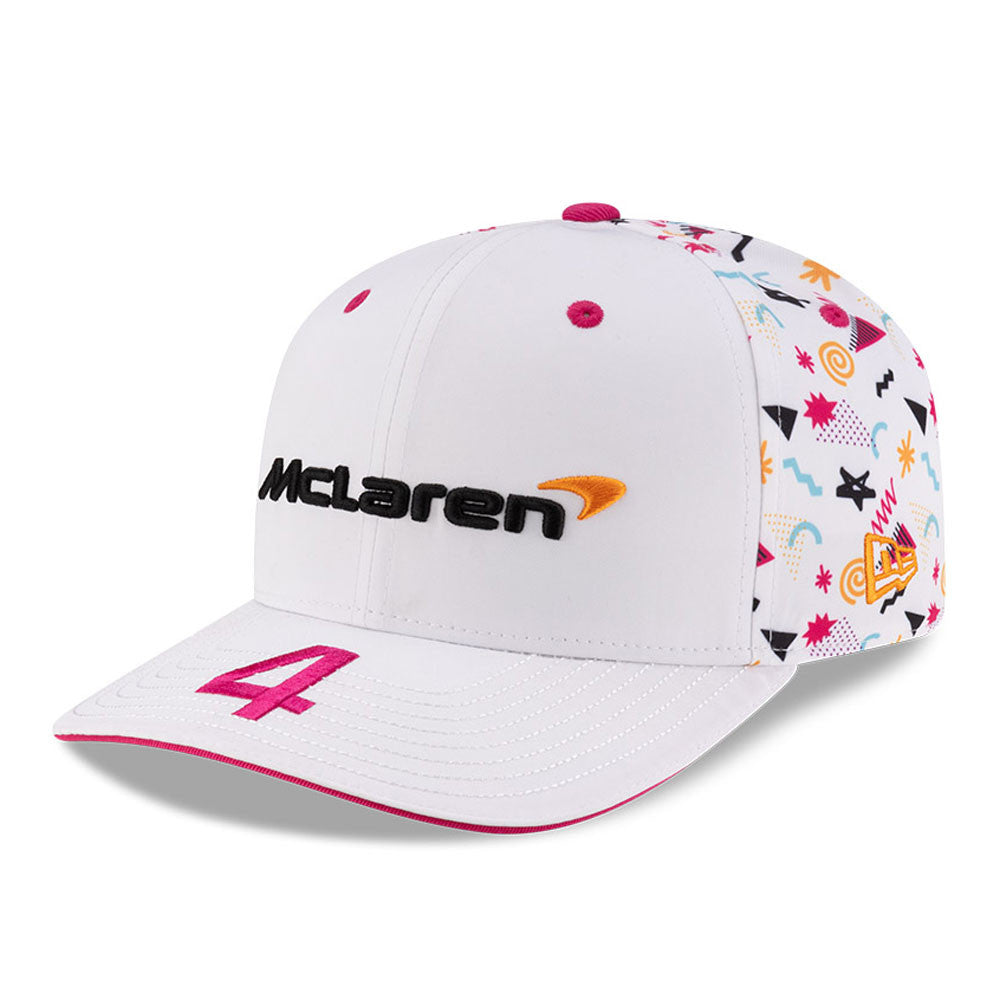 Cappellino unisex New Era McLaren F1 Team Lando Norris Miami 9Seventy Stretch Snap, colore bianco, 2025