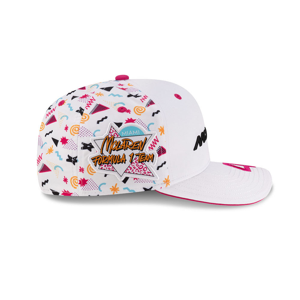 Cappellino unisex New Era McLaren F1 Team Lando Norris Miami 9Seventy Stretch Snap, colore bianco, 2025