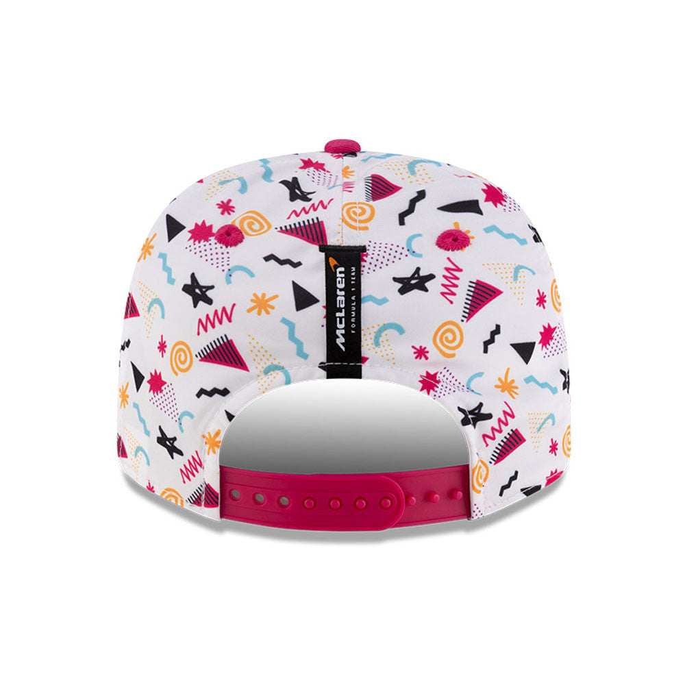 Cappellino unisex New Era McLaren F1 Team Lando Norris Miami 9Seventy Stretch Snap, colore bianco, 2025