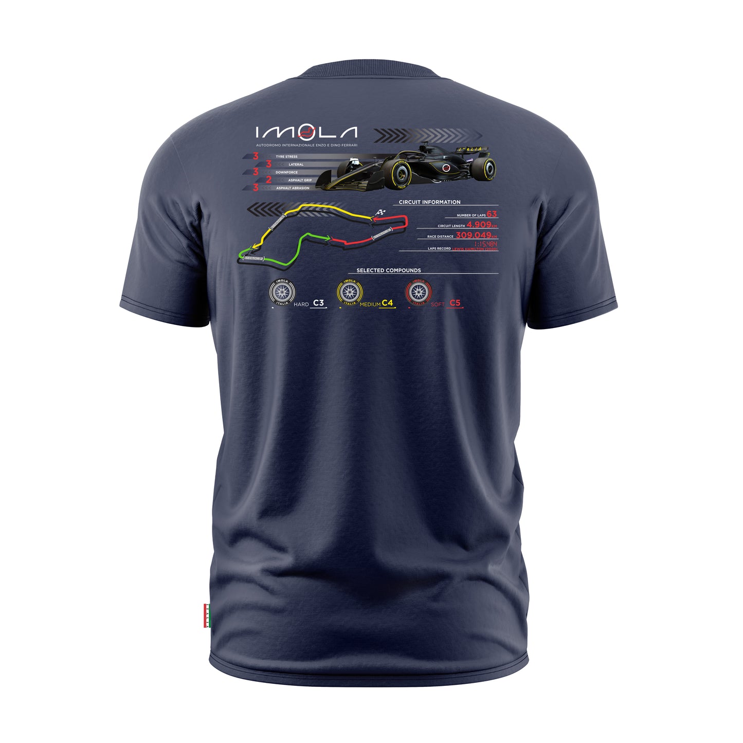 Imola Circuit Formula 1 and Circuit Stats Men's Navy T-Shirt