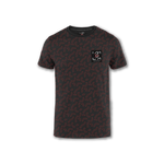 T-Shirt Kids Nera con pattern Autodromo all over in rosso
