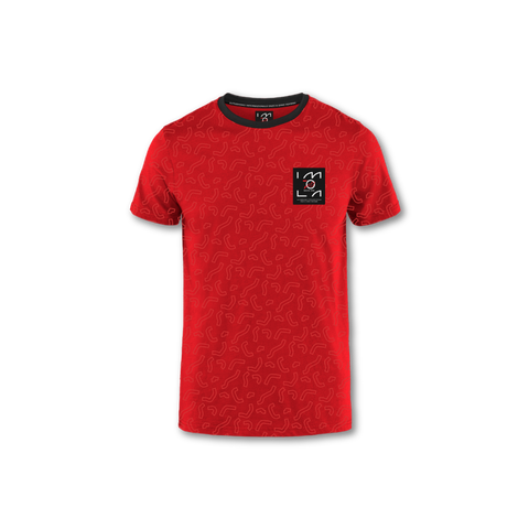 T-Shirt Rossa con pattern Autodromo all-over in rosso