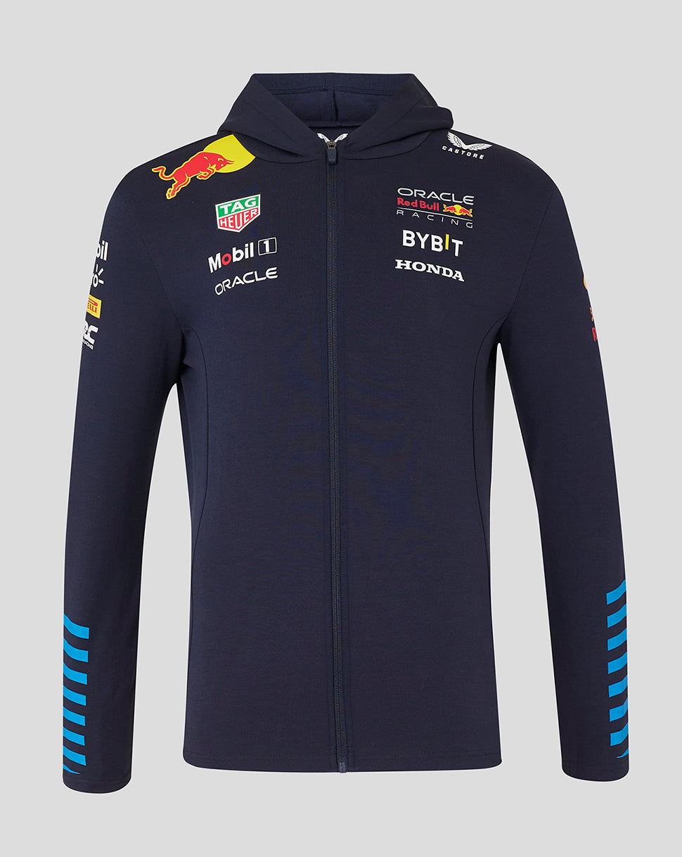Felpa con cappuccio Red Bull Racing F1 Replica da uomo con zip intera e maniche lunghe, blu cielo notturno