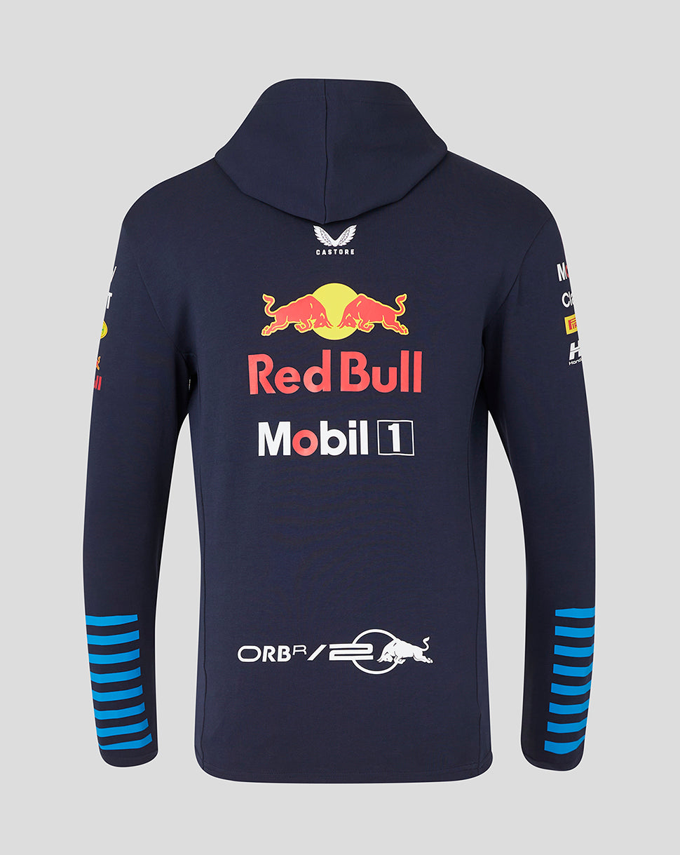 Felpa con cappuccio Red Bull Racing F1 Replica da uomo con zip intera e maniche lunghe, blu cielo notturno