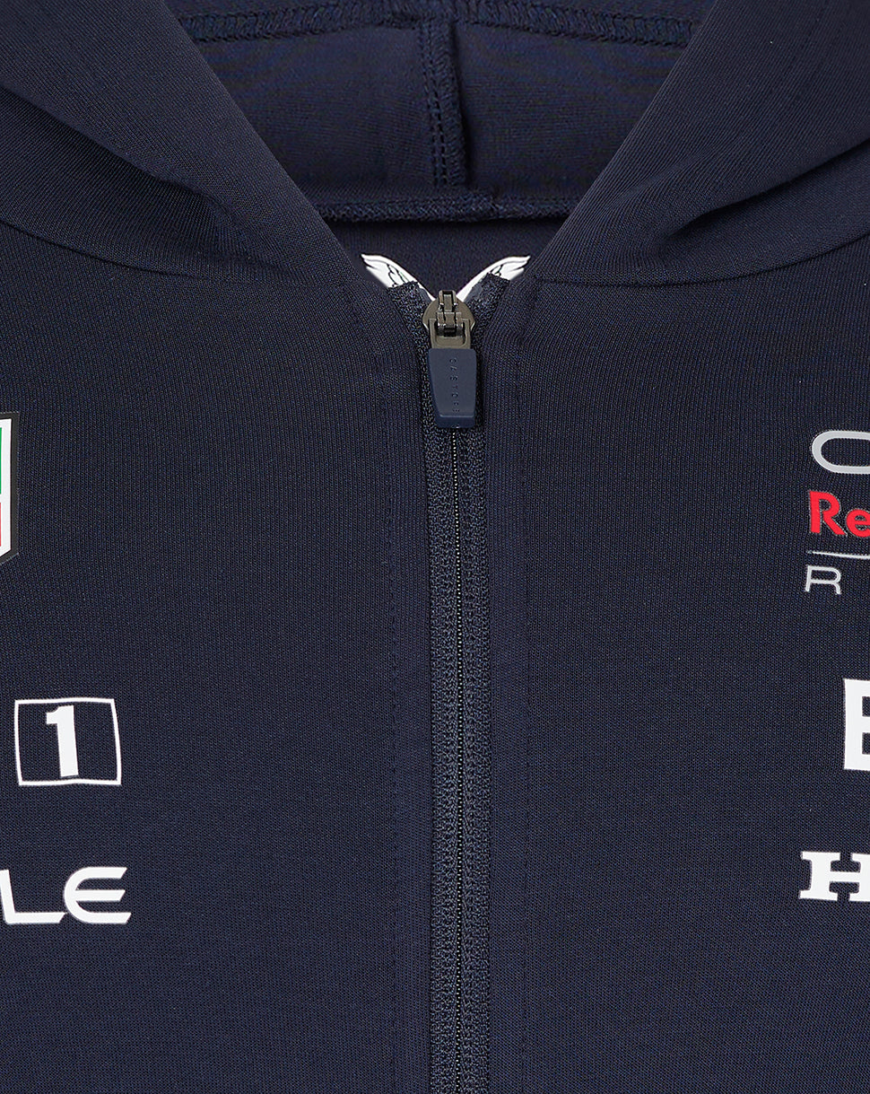 Felpa con cappuccio Red Bull Racing F1 Replica da uomo con zip intera e maniche lunghe, blu cielo notturno