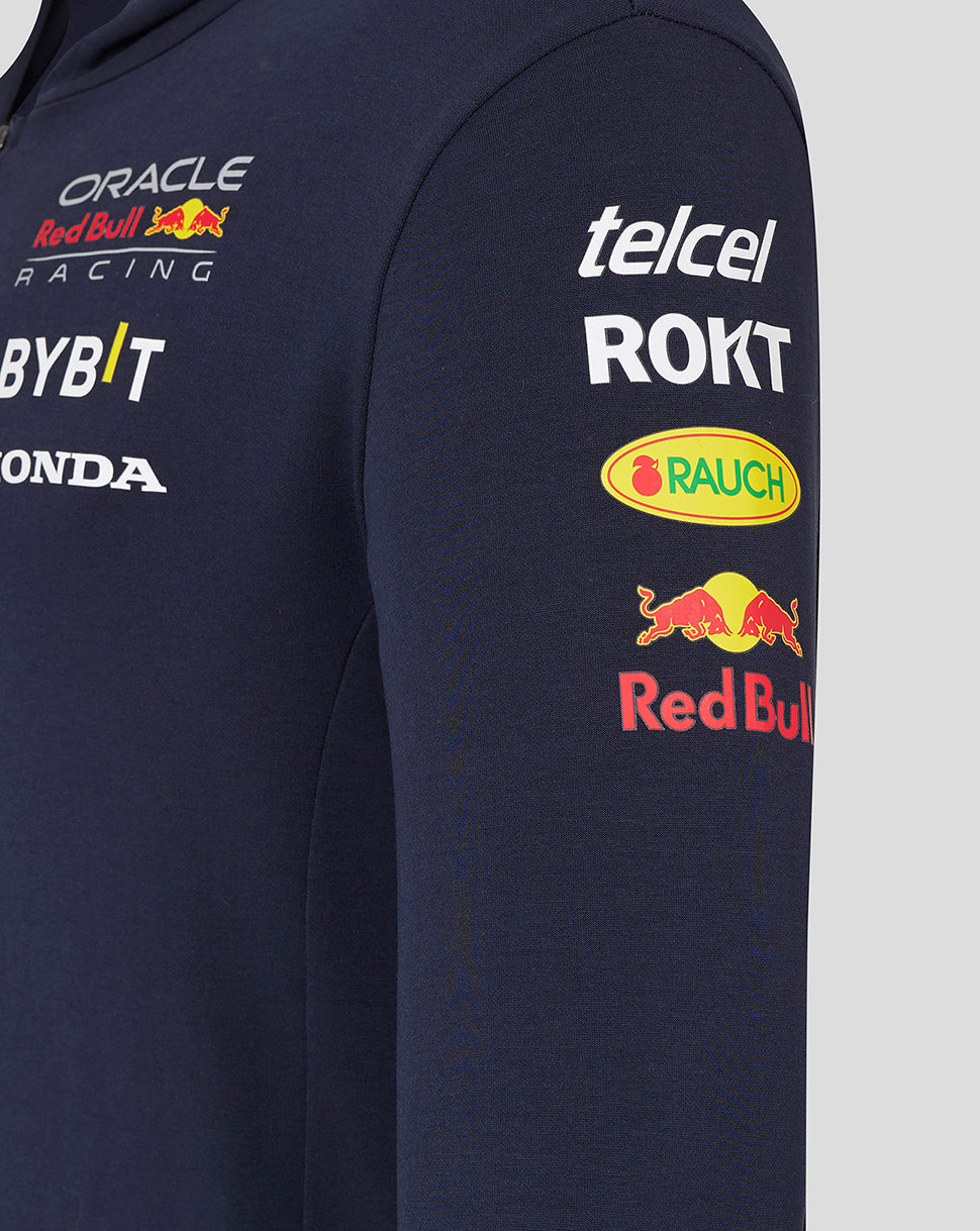Felpa con cappuccio Red Bull Racing F1 Replica da uomo con zip intera e maniche lunghe, blu cielo notturno