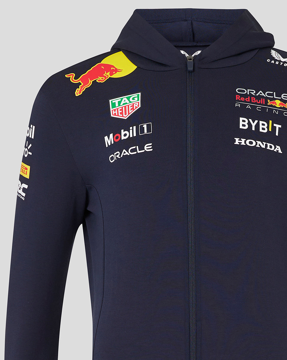 Felpa con cappuccio Red Bull Racing F1 Replica da uomo con zip intera e maniche lunghe, blu cielo notturno