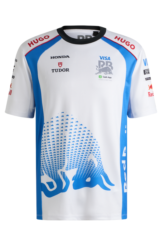 T-shirt replica bianca da uomo del team RB F1 Hugo Boss di Visa Cash App