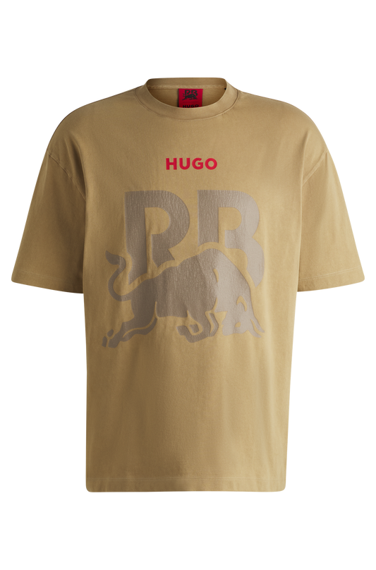 T-shirt beige lavata da uomo Hugo Boss Fanwear del team RB F1 di Visa Cash App
