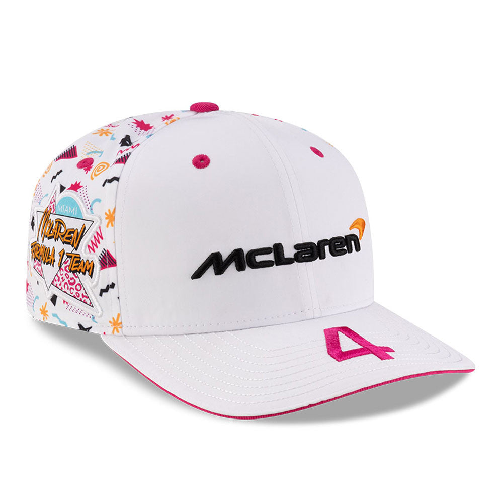 Cappellino unisex New Era McLaren F1 Team Lando Norris Miami 9Seventy Stretch Snap, colore bianco, 2025