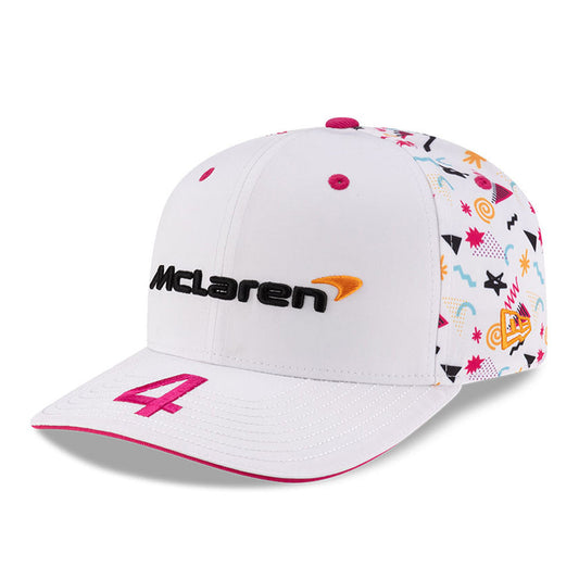 Cappellino unisex New Era McLaren F1 Team Lando Norris Miami 9Seventy Stretch Snap, colore bianco, 2025