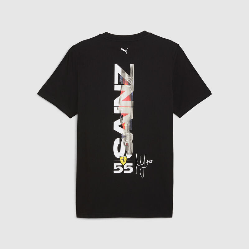 Scuderia Ferrari F1 Team Uomo 95 Anni Carlos Sainz T-shirt Nera