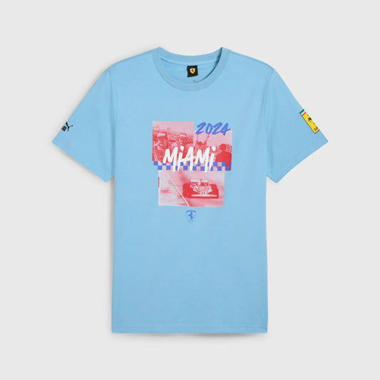 T-shirt blu Scuderia Ferrari F1 Team da uomo edizione speciale Miami