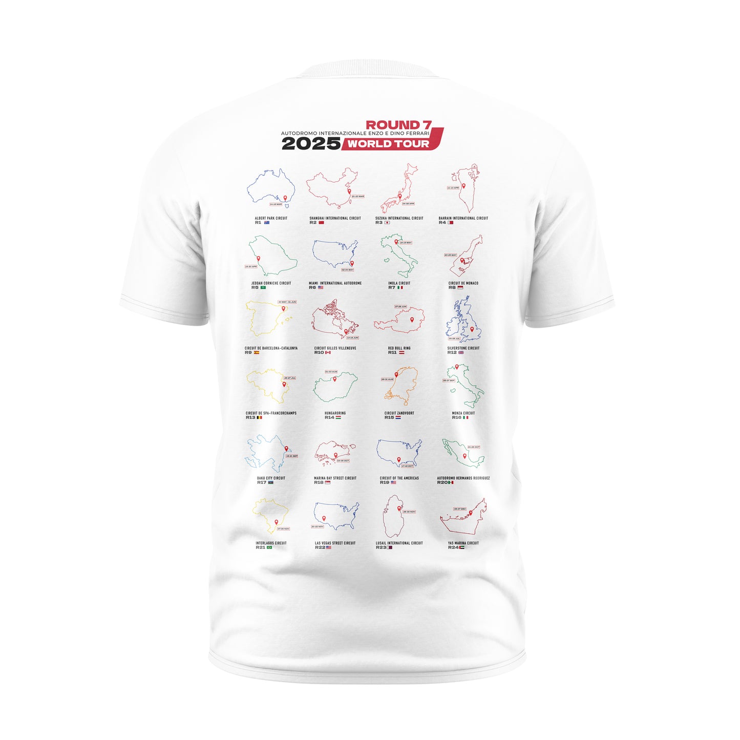 T-shirt bianca da uomo Imola Circuit 2025 World Tour Round 7 