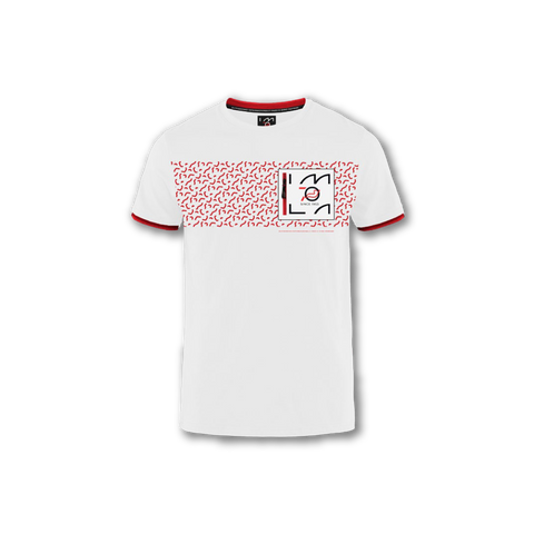 T-Shirt Bianca con inserto pattern Autodromo in rosso