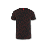 T-Shirt Nera con pattern Autodromo all over in rosso