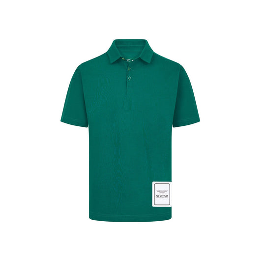 Polo verde con logo Aston Martin F1 Team da uomo 2024
